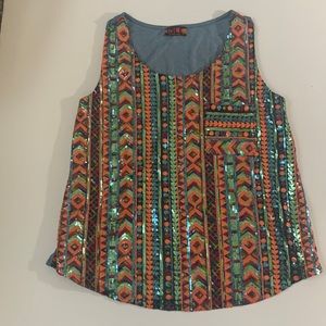SLE multicolored tank, with soft slinky lining, size Medium